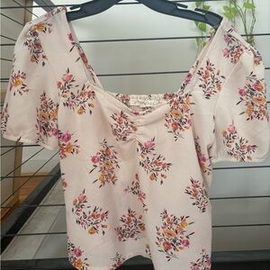 Floral Pink and Cream Blouse